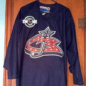 CCM NHL Center Ice Columbus Blue Jackets Practice Jersey Mens Size Medium Used